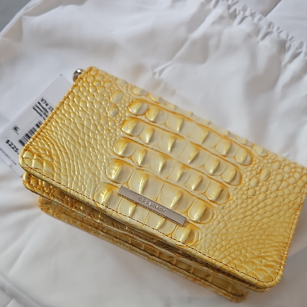 Brahmin MINUETTE Lemon Drop Crocodile Embossed Crossbody Bag